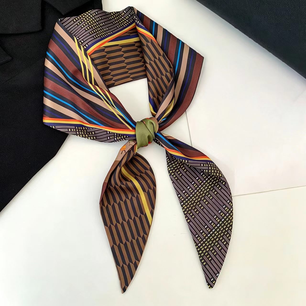 Ribbon Wired Satin - Luxe Print Lang Haarlint Bevel Zijden