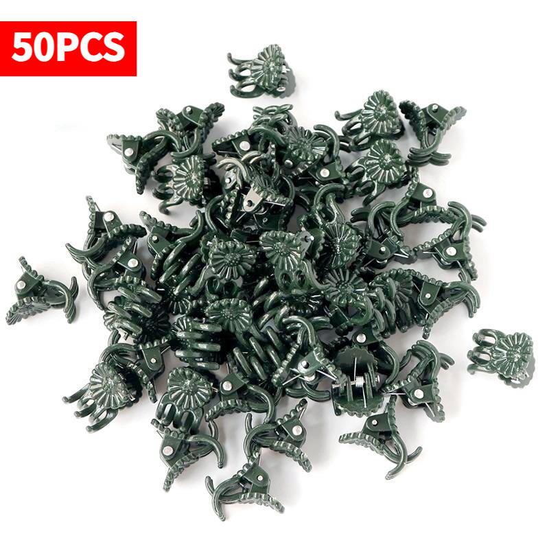 Florist Supply Bulk - 50 STUKS 5-Klauw Donkergroene Plantenklemmen Orchideeën