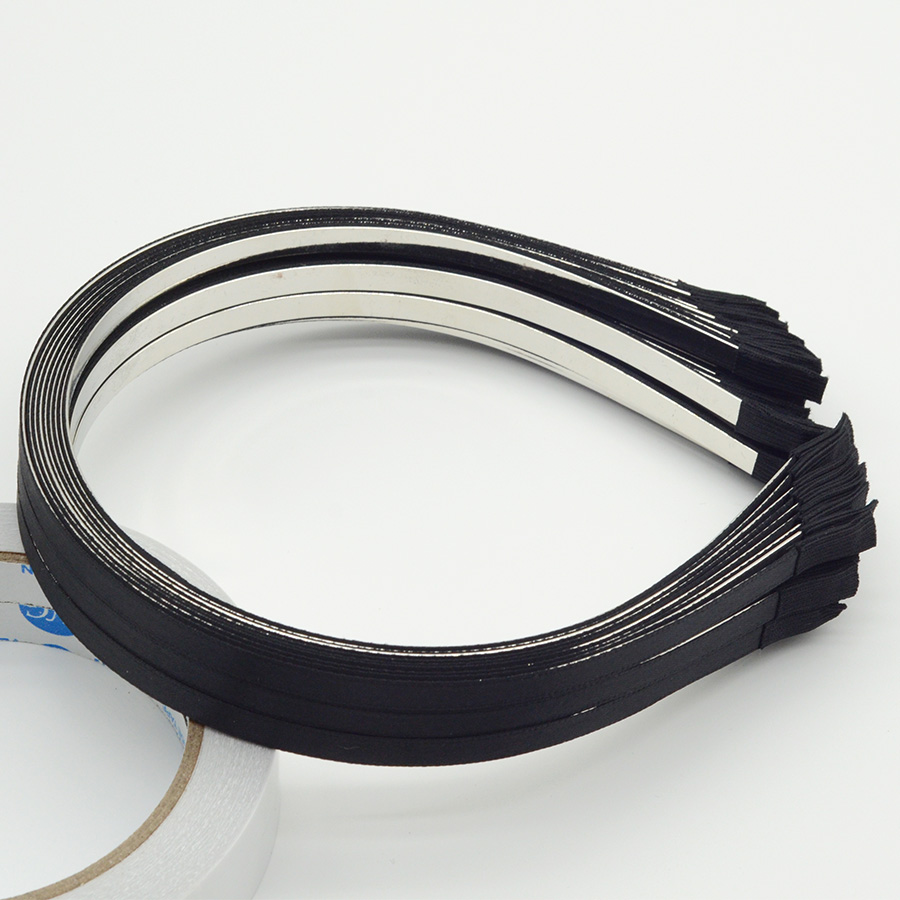 Ribbon Wired Satin - 10PCS 5mm Zwart Satijnen Lint Bedekt