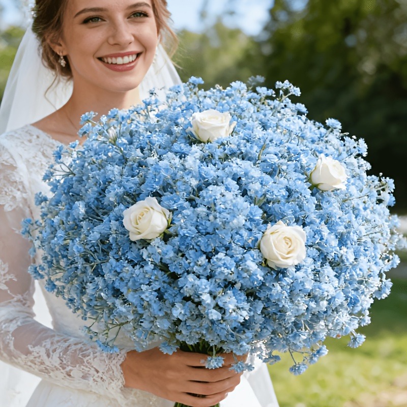 Florist Supply Bulk - 10 stuks kunstmatige blauwe gypsophila 300