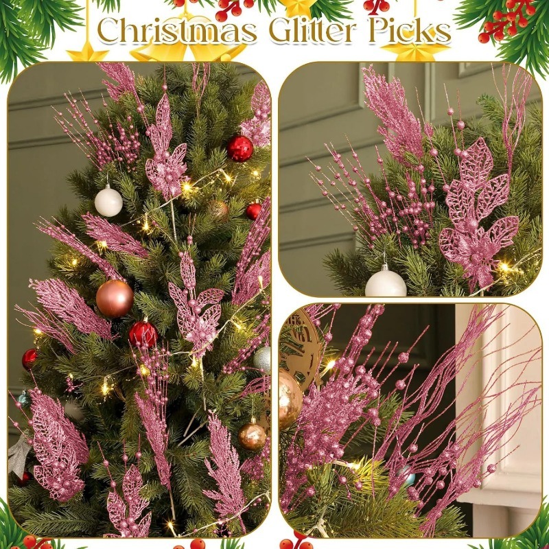 12 stuks roze kerstboom decora - Florist Supply Bulk recensie en prijs
